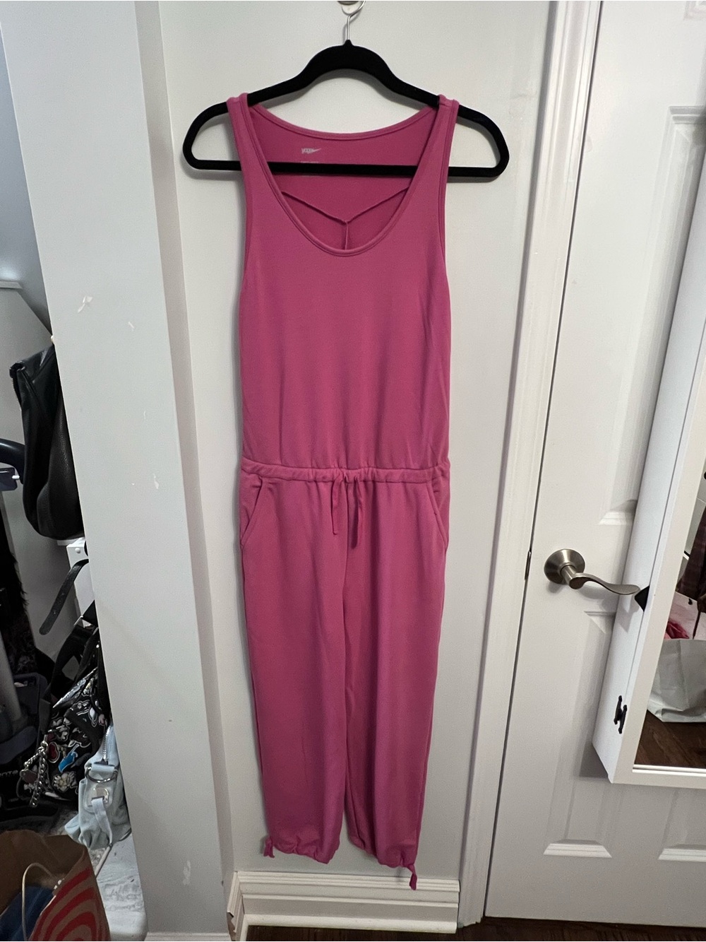 Nike Yoga Women's Pink Sleeveless Drawstring Jumpsuit; small